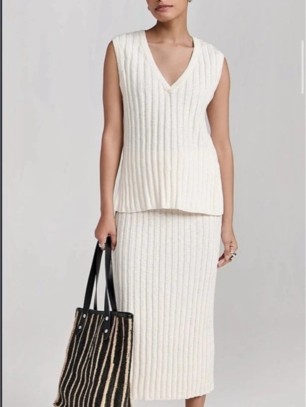 FP Beach Ribbed midi Knit skirt set S